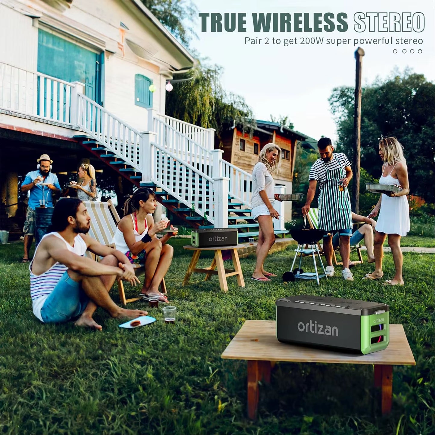 Portable Bluetooth Speaker Wireless, 100W Loud Sound for Party,Monstrous Bass, IPX7 Waterproof, 24H Playtime,Power Bank