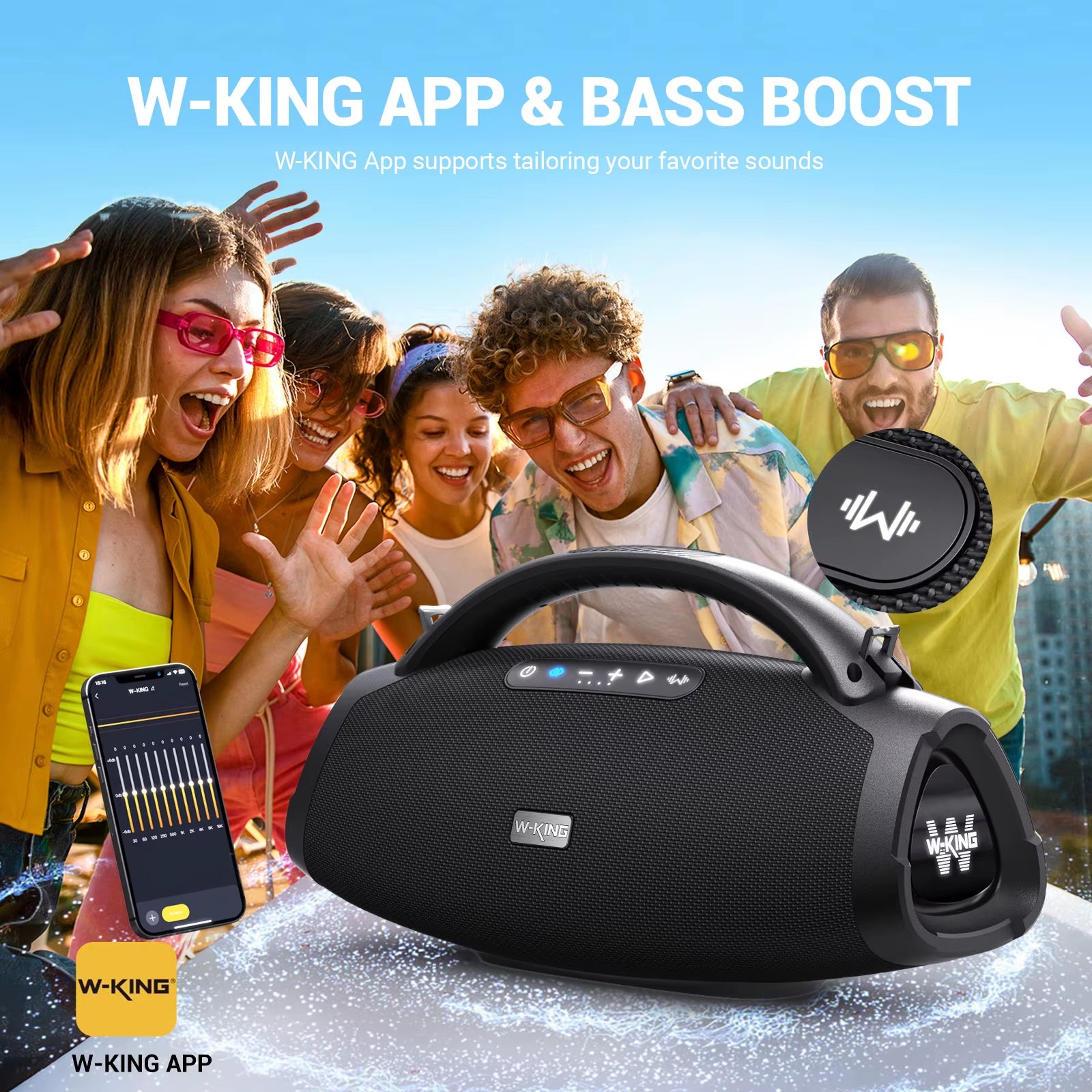 X20 Portable Bluetooth Speaker 200W RMS Outdoor Wireless Speaker IPX7 Waterproof Speaker Party Camping 24H Playtime