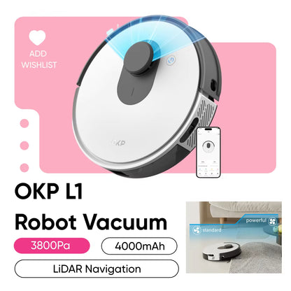 L1 Robot Vacuums, Lidar Navigation, 3800Pa Suction, App/Alexa/Wifi/Google Control, Ideal for Pet Hair, Carpet, Hard Floor