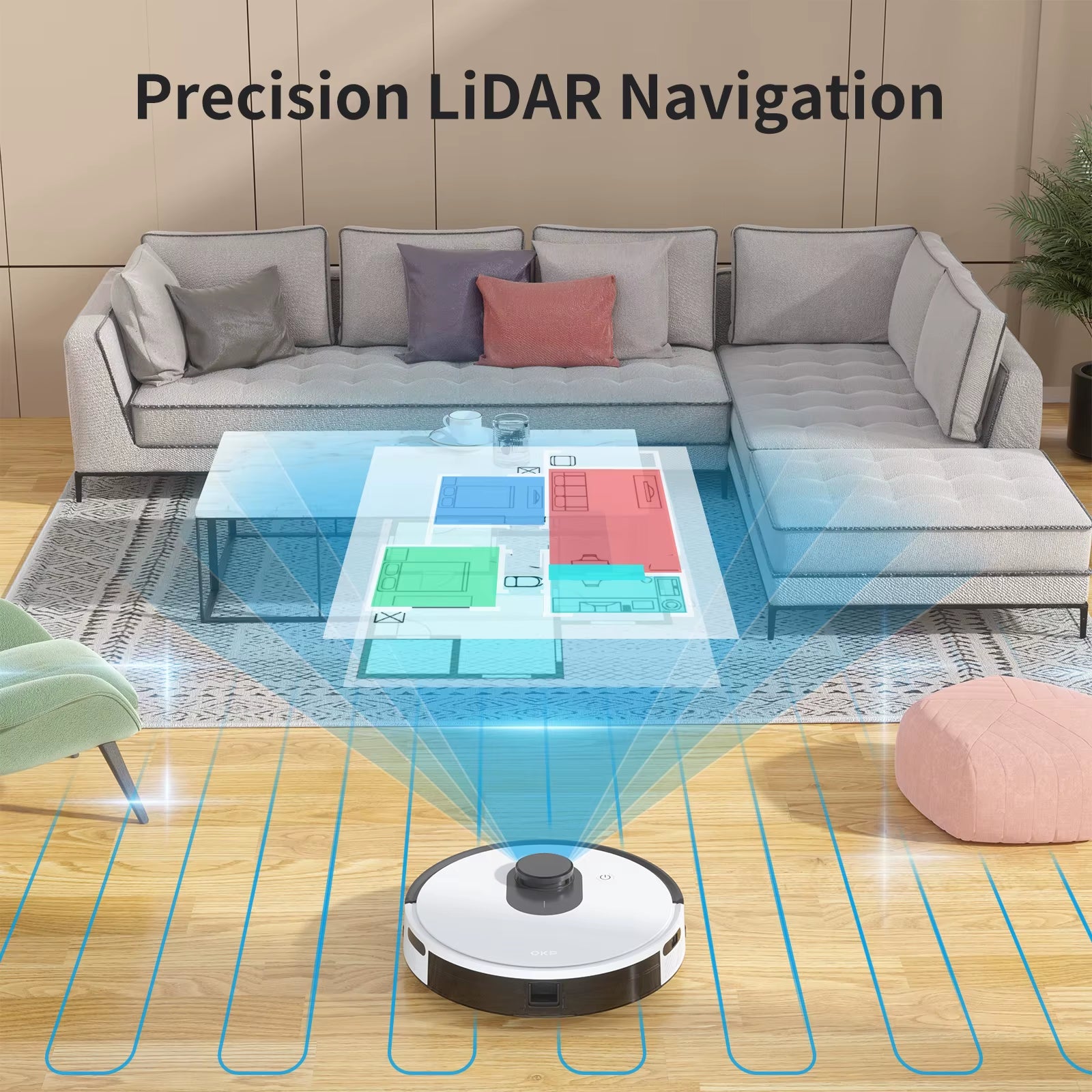 L1 Robot Vacuums, Lidar Navigation, 3800Pa Suction, App/Alexa/Wifi/Google Control, Ideal for Pet Hair, Carpet, Hard Floor