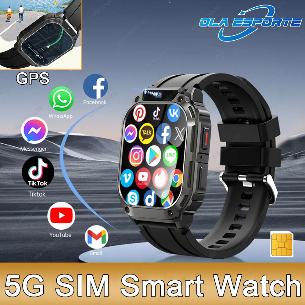 New GPS 5G SIM Card Smartwatch Men Women Video Calls 2/16GB Memory GPS Wifi Tiktok APP Waterproof Smart Watch for Android Pk Pgd