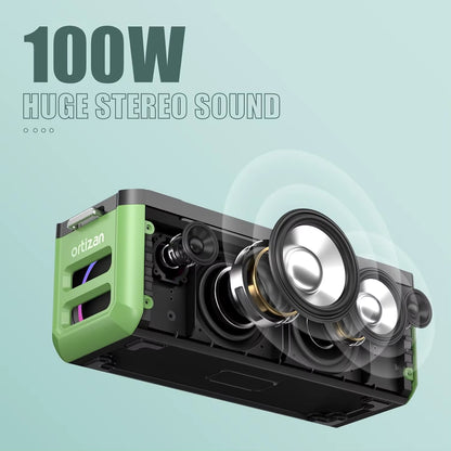 Portable Bluetooth Speaker Wireless, 100W Loud Sound for Party,Monstrous Bass, IPX7 Waterproof, 24H Playtime,Power Bank
