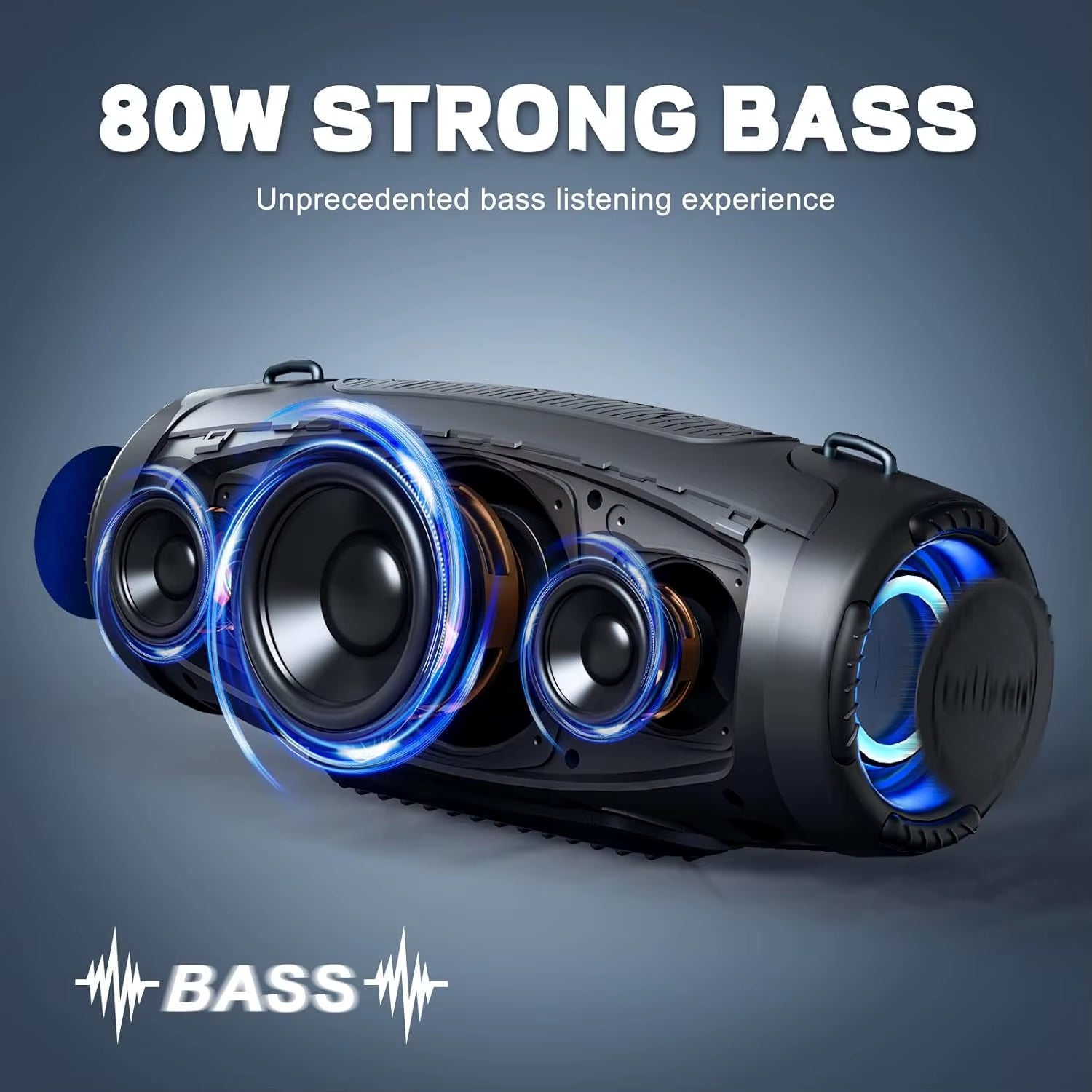 Portable Loud Bluetooth Speaker Wireless 100W PEAK 80W RMS IPX7 Waterproof Outdoor Speaker Boombox Subwoofer for Party