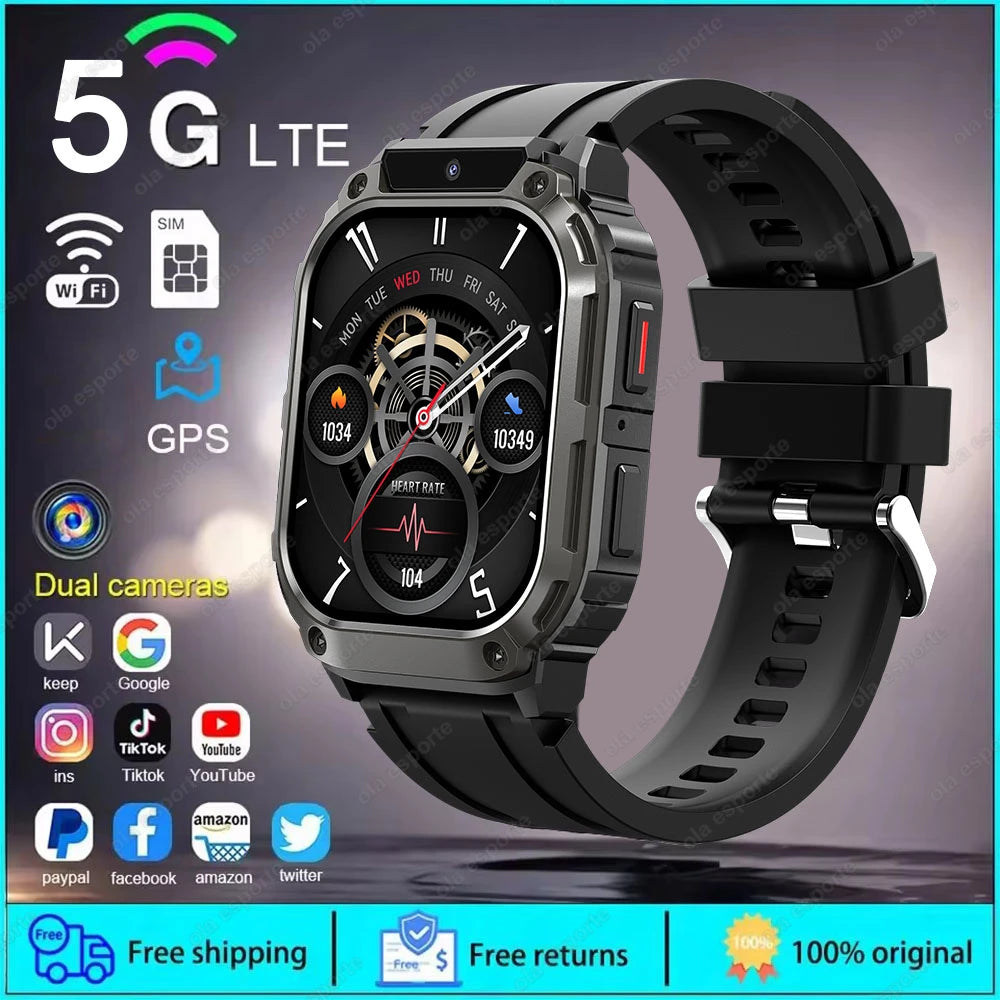 New GPS 5G SIM Card Smartwatch Men Women Video Calls 2/16GB Memory GPS Wifi Tiktok APP Waterproof Smart Watch for Android Pk Pgd