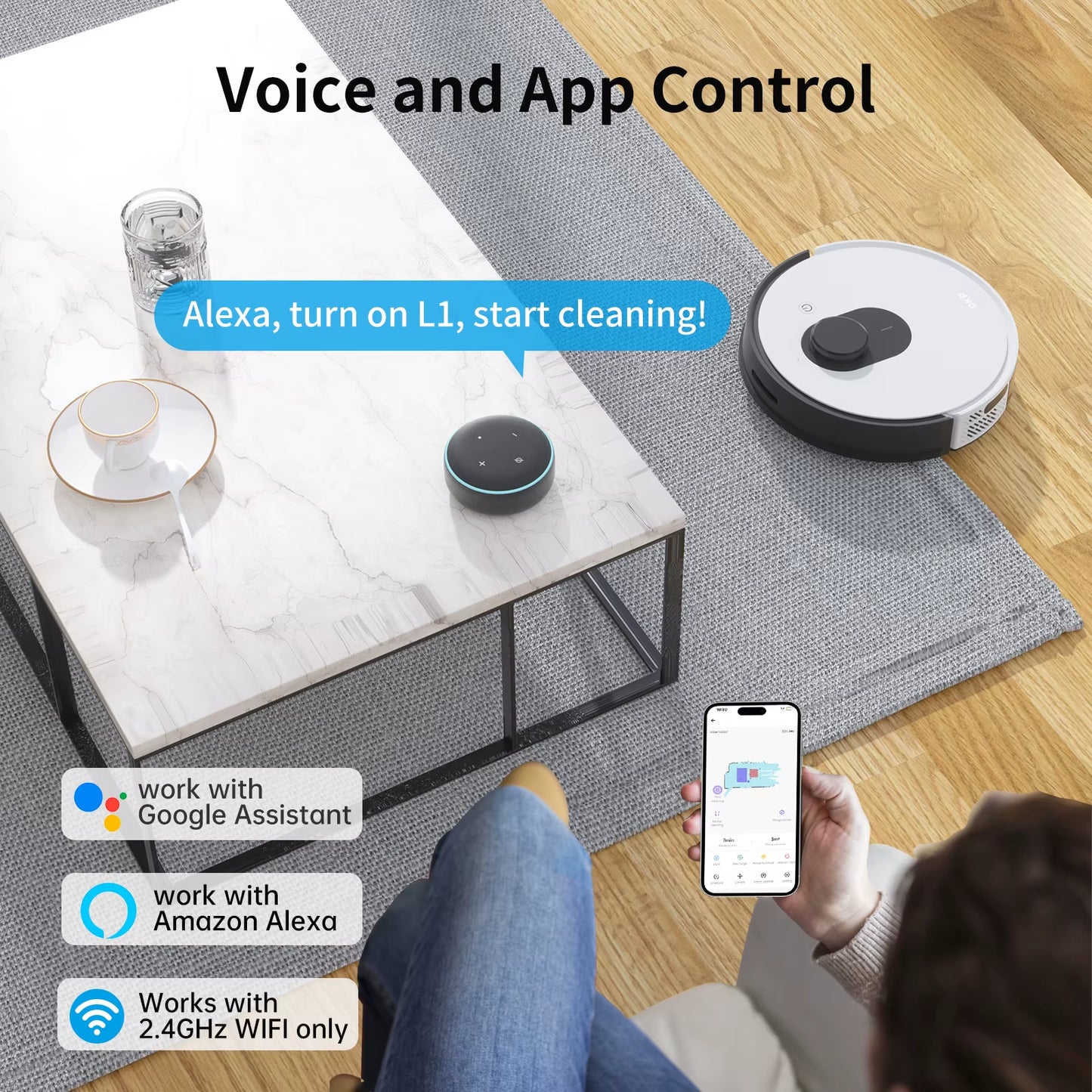 L1 Robot Vacuums, Lidar Navigation, 3800Pa Suction, App/Alexa/Wifi/Google Control, Ideal for Pet Hair, Carpet, Hard Floor