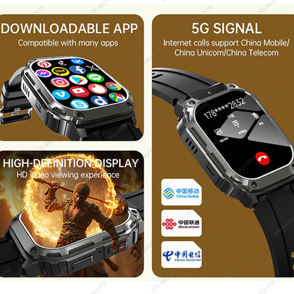 New GPS 5G SIM Card Smartwatch Men Women Video Calls 2/16GB Memory GPS Wifi Tiktok APP Waterproof Smart Watch for Android Pk Pgd